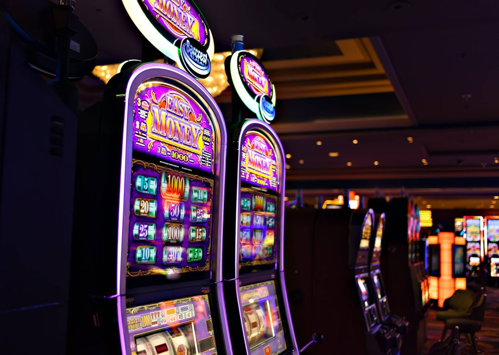 Photo of several slot machines.
